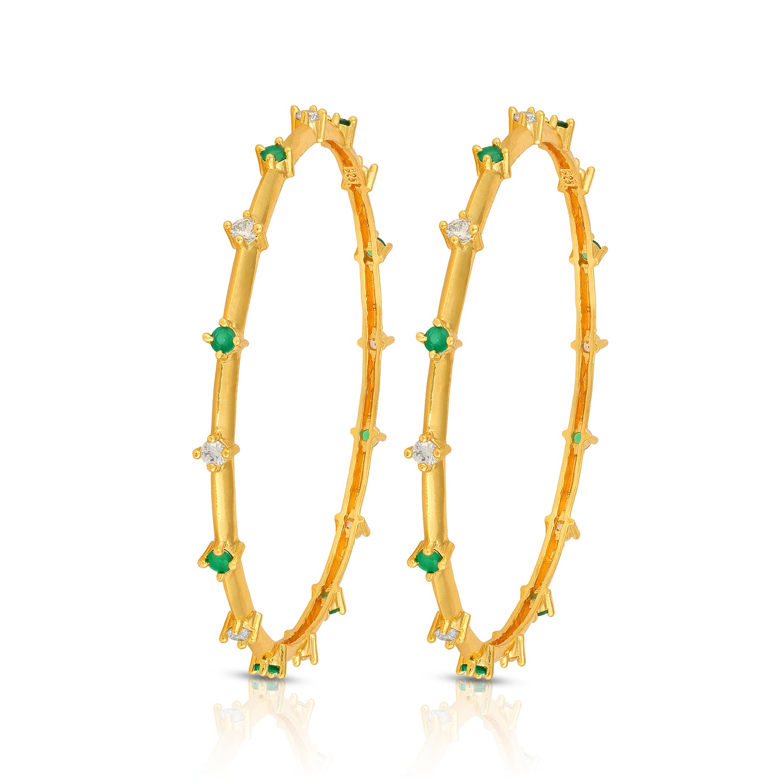 Emerald Ivory Bezel Grace 925 Sterling Silver Bangle for Women