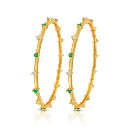 Emerald Ivory Bezel Grace 925 Sterling Silver Bangle for Women