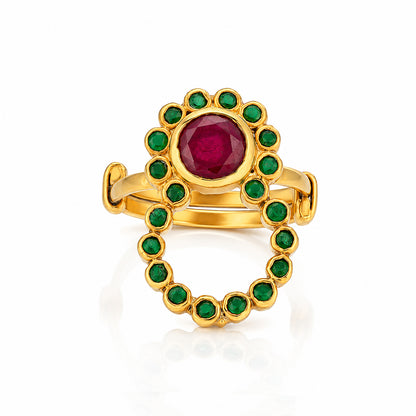 Emerald Bezel Grace 925 Sterling Silver Antique Ring