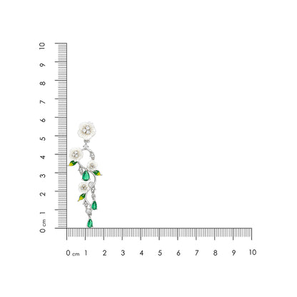 Emerald Blossom 925 Sterling Silver Floral Cascade Earrings
