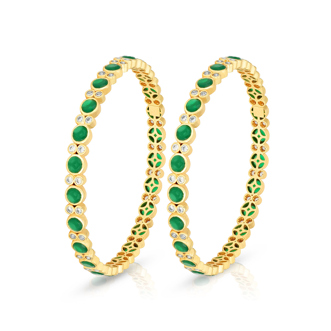 Emerald Charm Bezel 925 Sterling Silver Bangle for Women