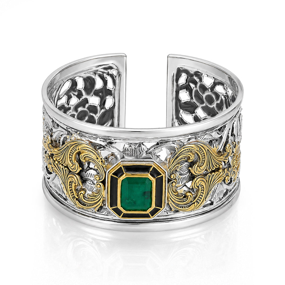 Emerald Crest 925 Sterling Silver Statement Kada