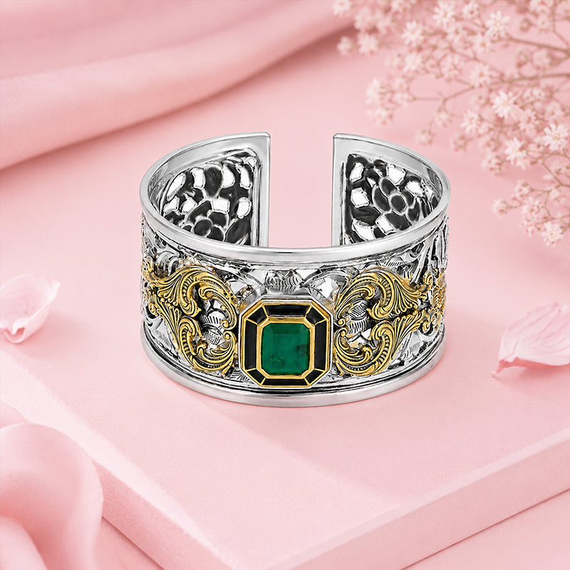 Emerald Crest 925 Sterling Silver Statement Kada