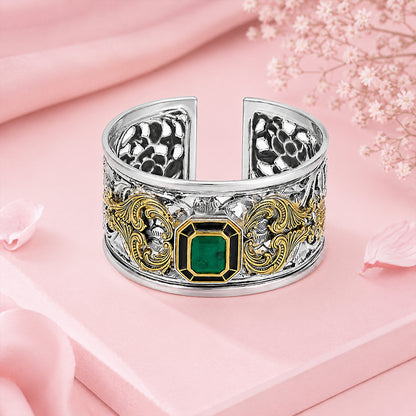 Emerald Crest 925 Sterling Silver Statement Kada