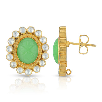Emerald Garden Glow Pearl 925 Sterling Silver Stud Earrings