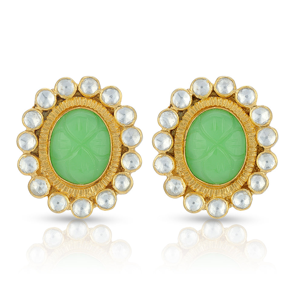 Emerald Garden Glow Pearl 925 Sterling Silver Stud Earrings