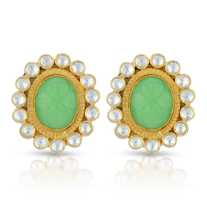 Emerald Garden Glow Pearl 925 Sterling Silver Stud Earrings