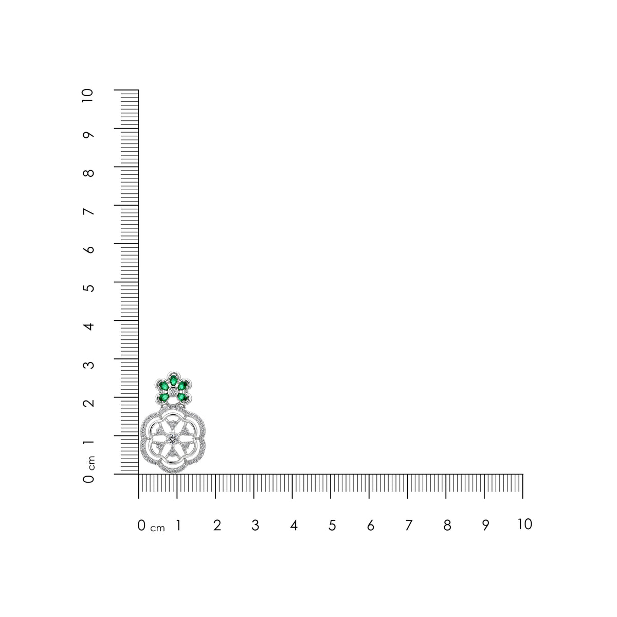 Emerald Green Floral Halo Drop Silver Earring