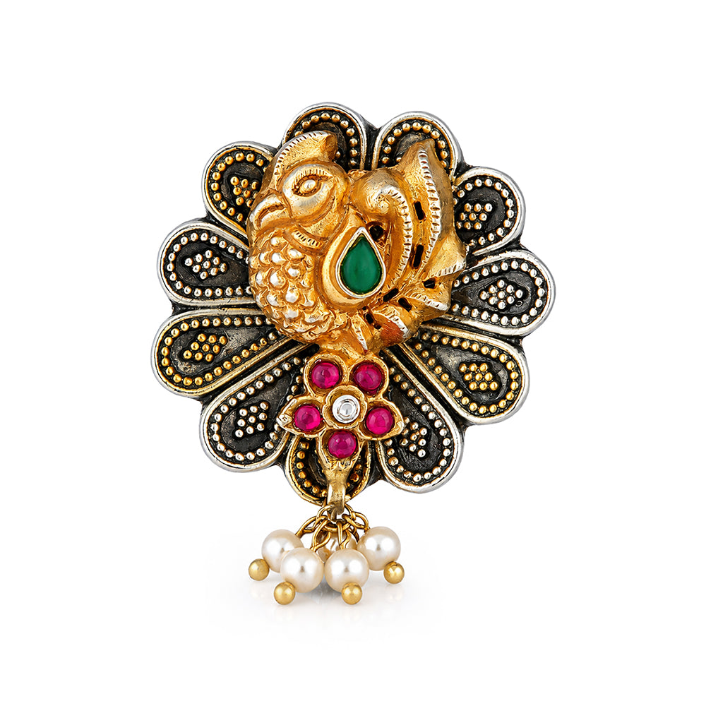 Emerald Peacock Ruby 925 Sterling Silver Fashion Ring Vendi Select