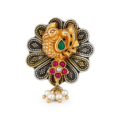 Emerald Peacock Ruby 925 Sterling Silver Fashion Ring Vendi Select