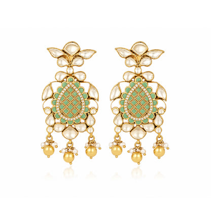 Emerald Pearl Chandelier 925 Sterling Silver Earrings