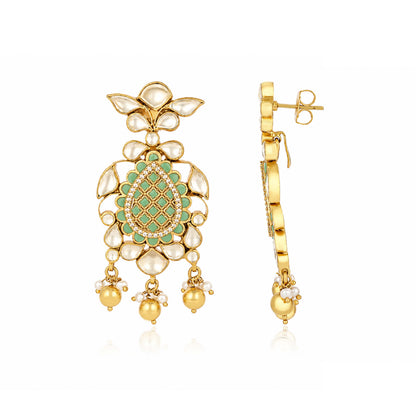Emerald Pearl Chandelier 925 Sterling Silver Earrings