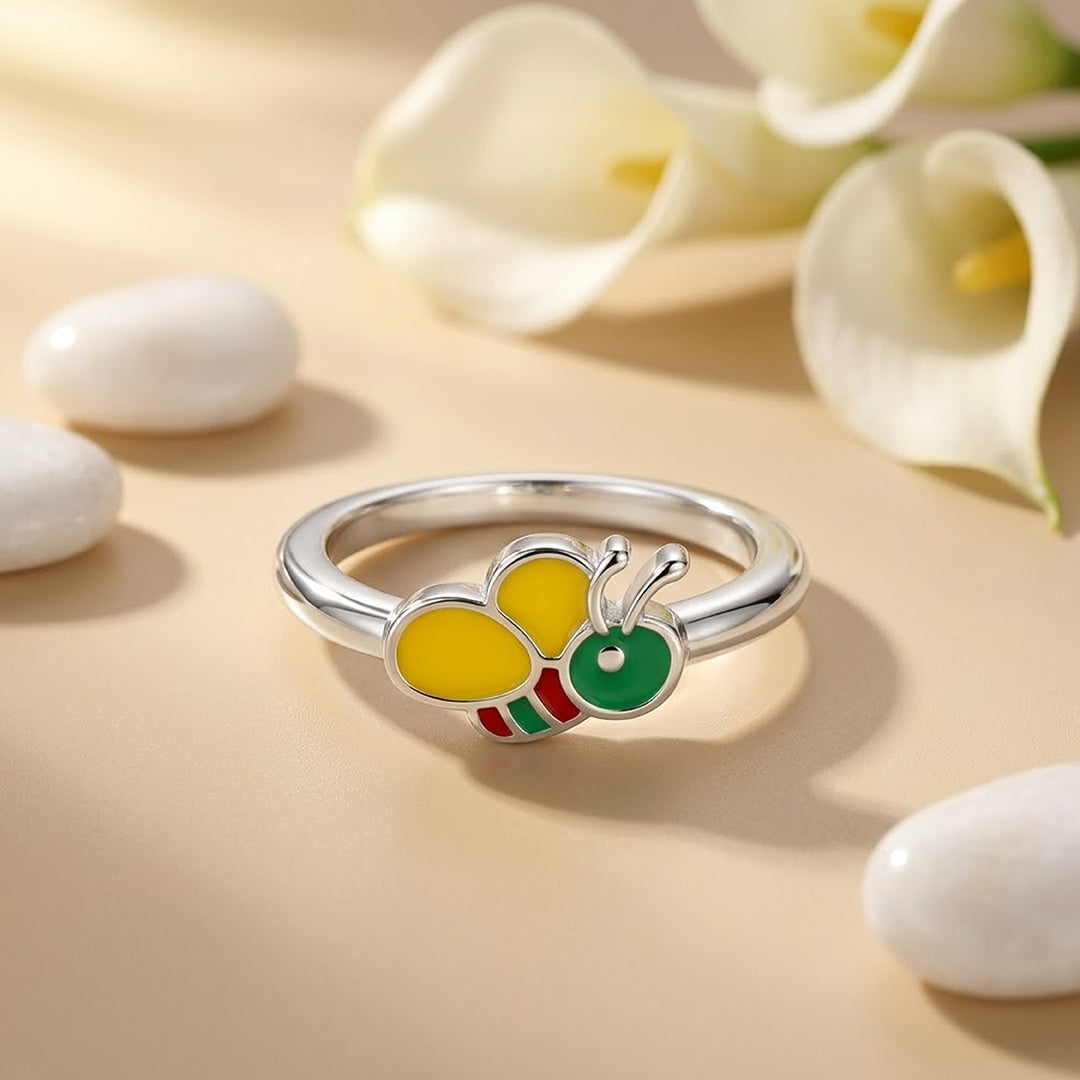 Enamel Honey Bee 925 Sterling Silver Ring