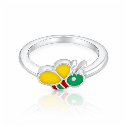 Enamel Honey Bee 925 Sterling Silver Ring