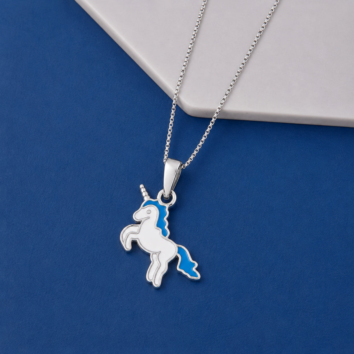 Enamel Unicorn Charm Sterling Silver Pendant