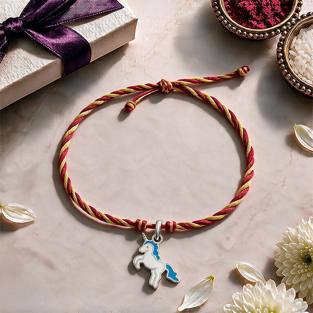 Enamel Unicorn Charm Sterling Silver Pendant