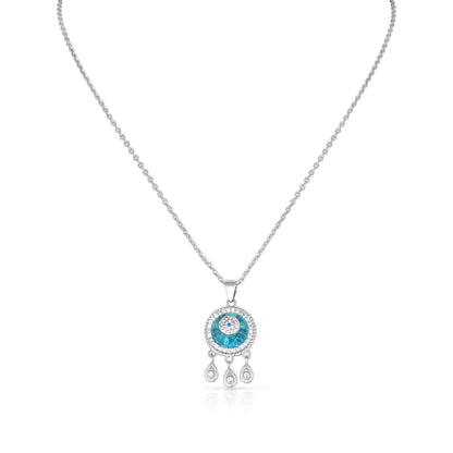 Enchanted Blue Evil Eye Drops 925 Sterling Silver Chain Pendant for women