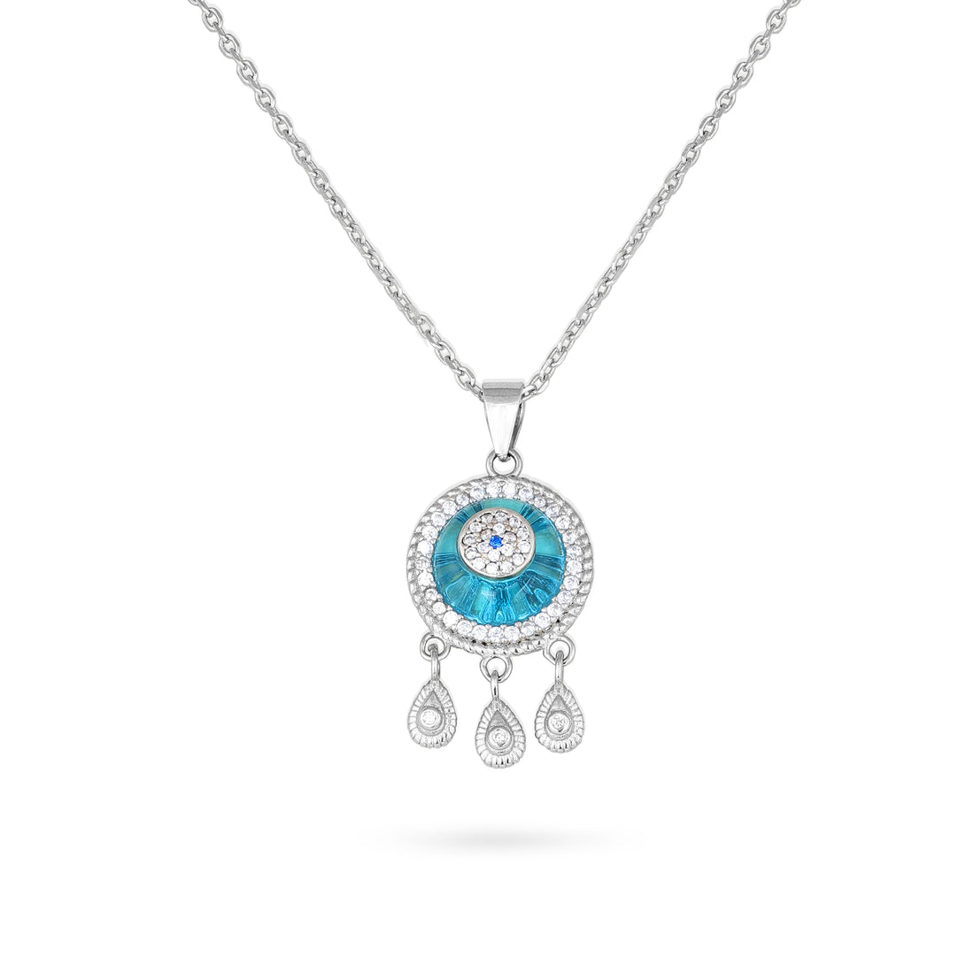 Enchanted Blue Evil Eye Drops 925 Sterling Silver Chain Pendant for women