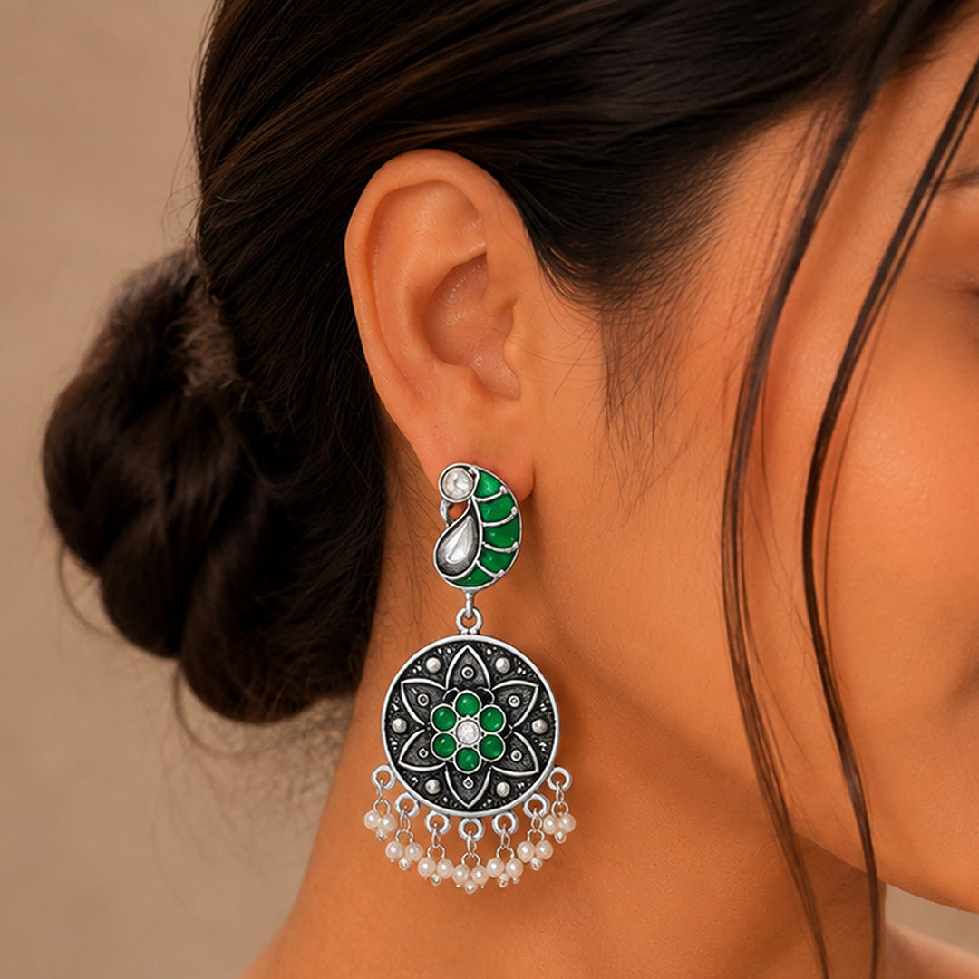 Enchanted Blue Peacock 925 Sterling Silver Traditional Earring