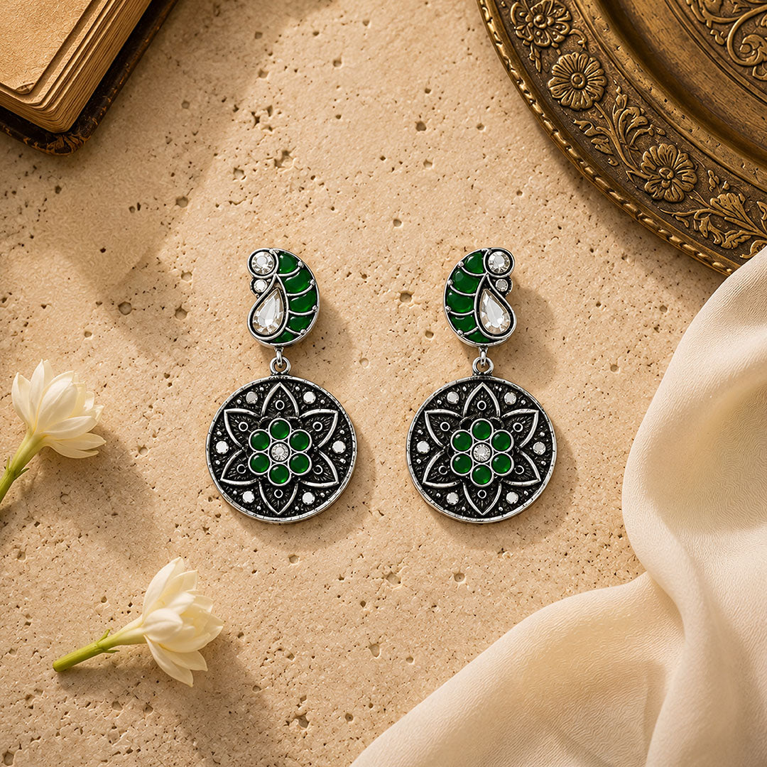 Enchanted Blue Peacock 925 Sterling Silver Traditional Earring