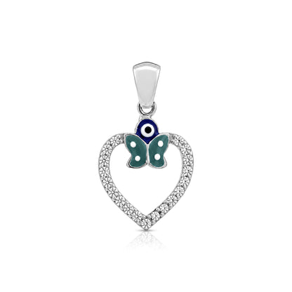 Enchanted Butterfly Love Evil Eye 925 Sterling Silver Pendant for Women