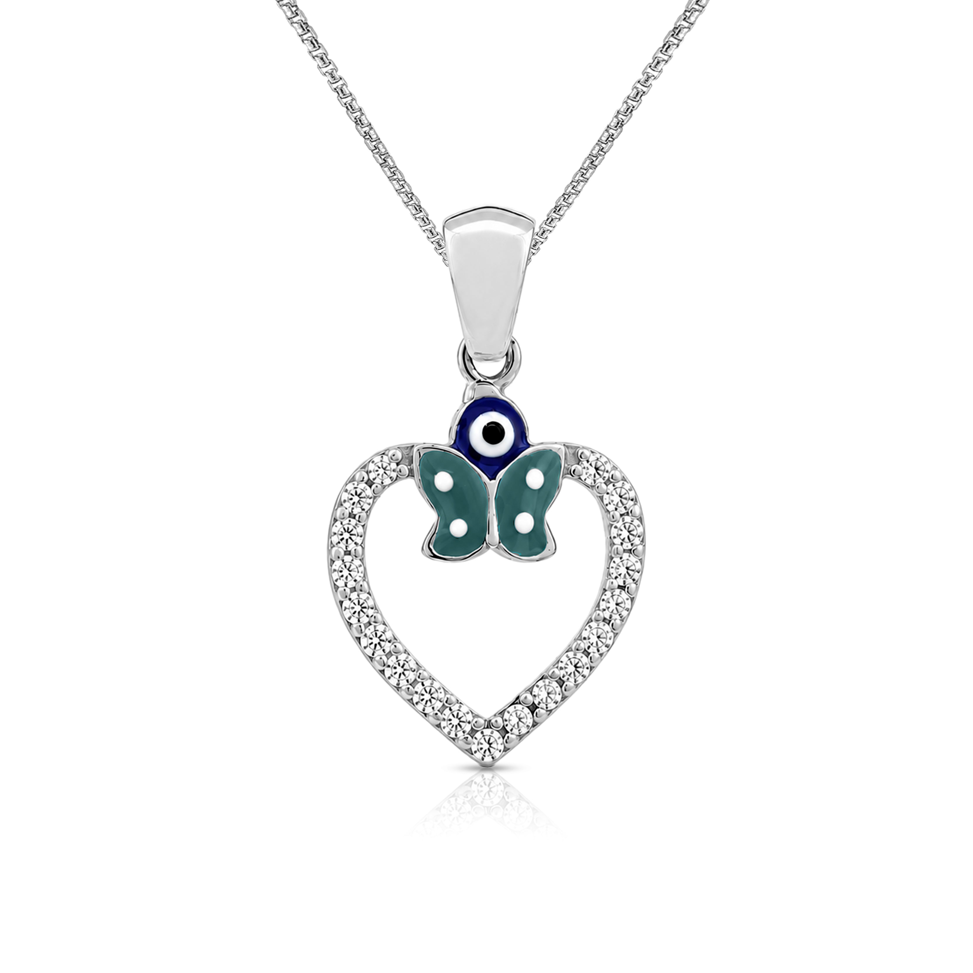 Enchanted Butterfly Love Evil Eye 925 Sterling Silver Pendant for Women