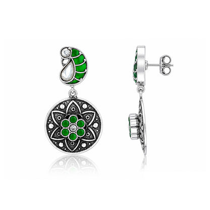 Enchanted Blue Peacock 925 Sterling Silver Traditional Earring