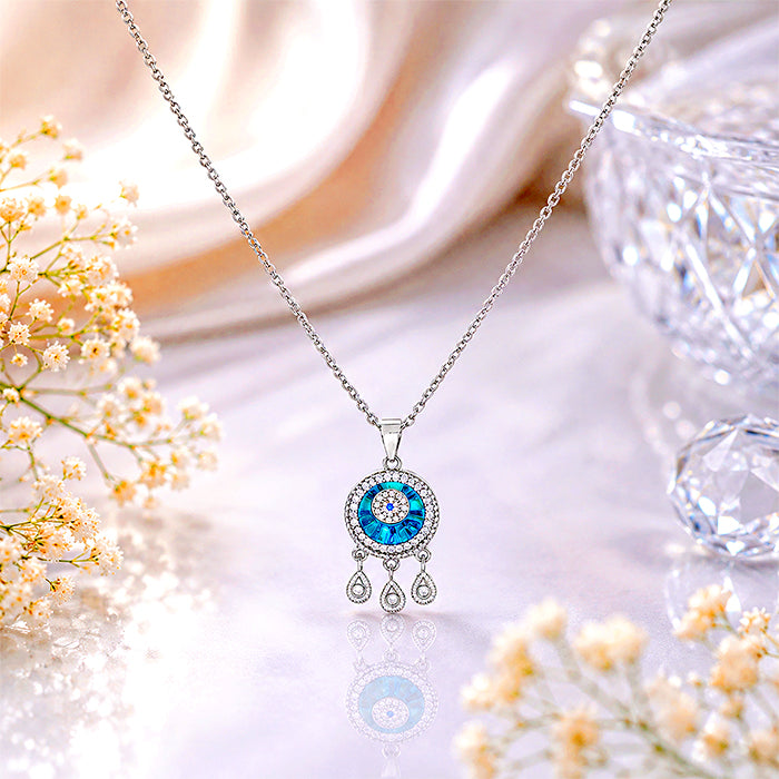 Enchanted Blue Evil Eye Drops 925 Sterling Silver Chain Pendant for women