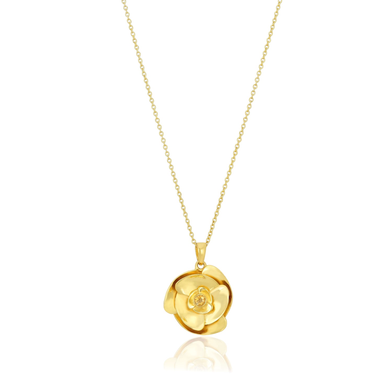 Enchanted Rose Petal Golden Artistic Designer Pendant Chain