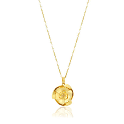 Enchanted Rose Petal Golden Artistic Designer Pendant Chain