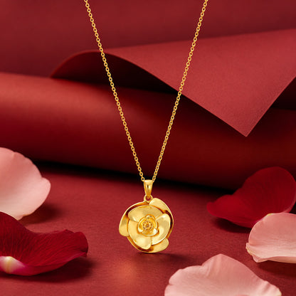 Enchanted Rose Petal Golden Artistic Designer Pendant Chain