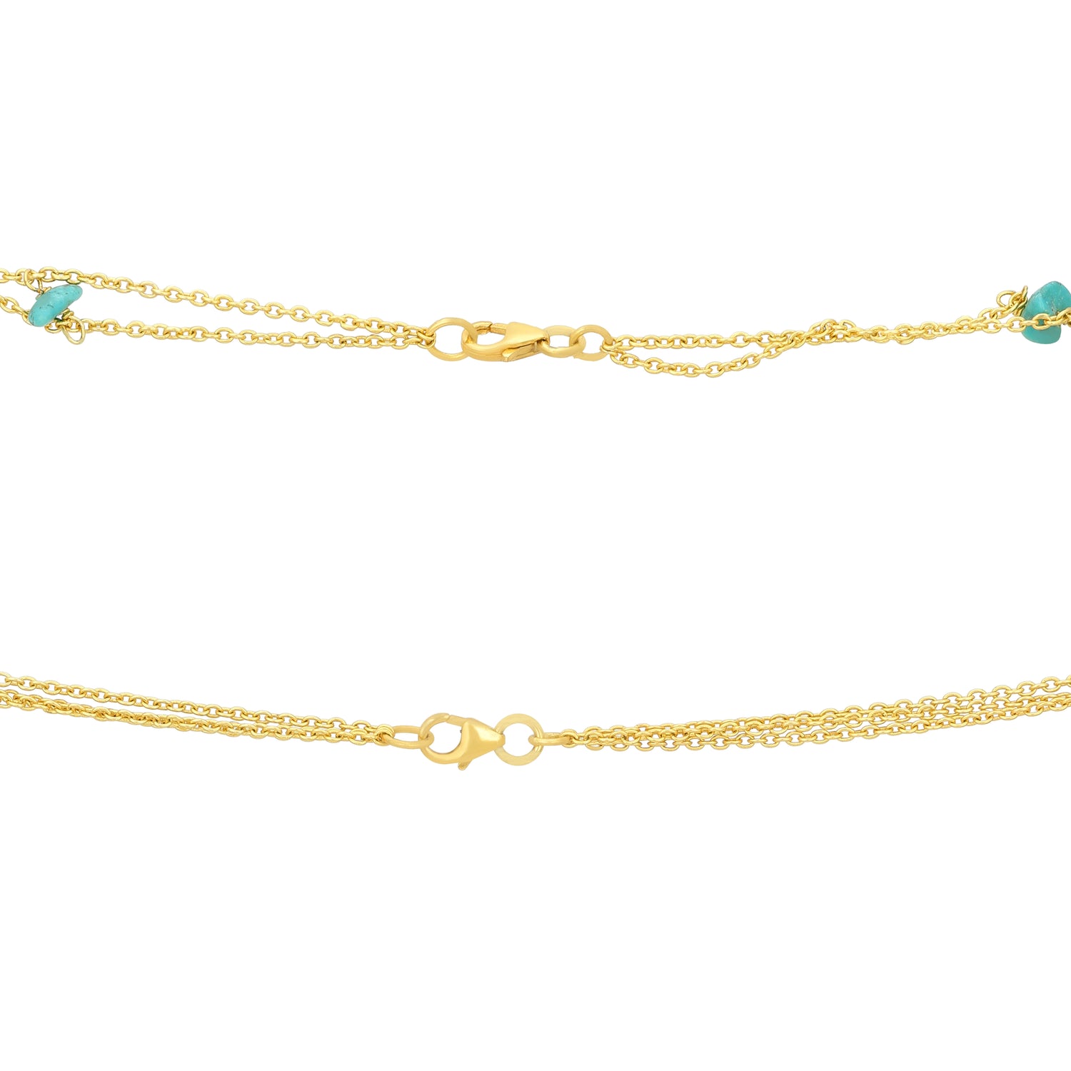 Enchanted Turquoise Cascade Golden Artistic Layered Pendant Chain