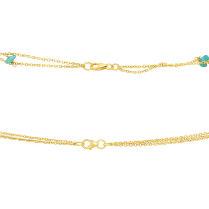 Enchanted Turquoise Cascade Golden Artistic Layered Pendant Chain