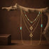 Enchanted Turquoise Cascade Golden Artistic Layered Pendant Chain