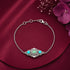Enchanted Turquoise Medallion Silver Intricate Charm Chain Bracelet