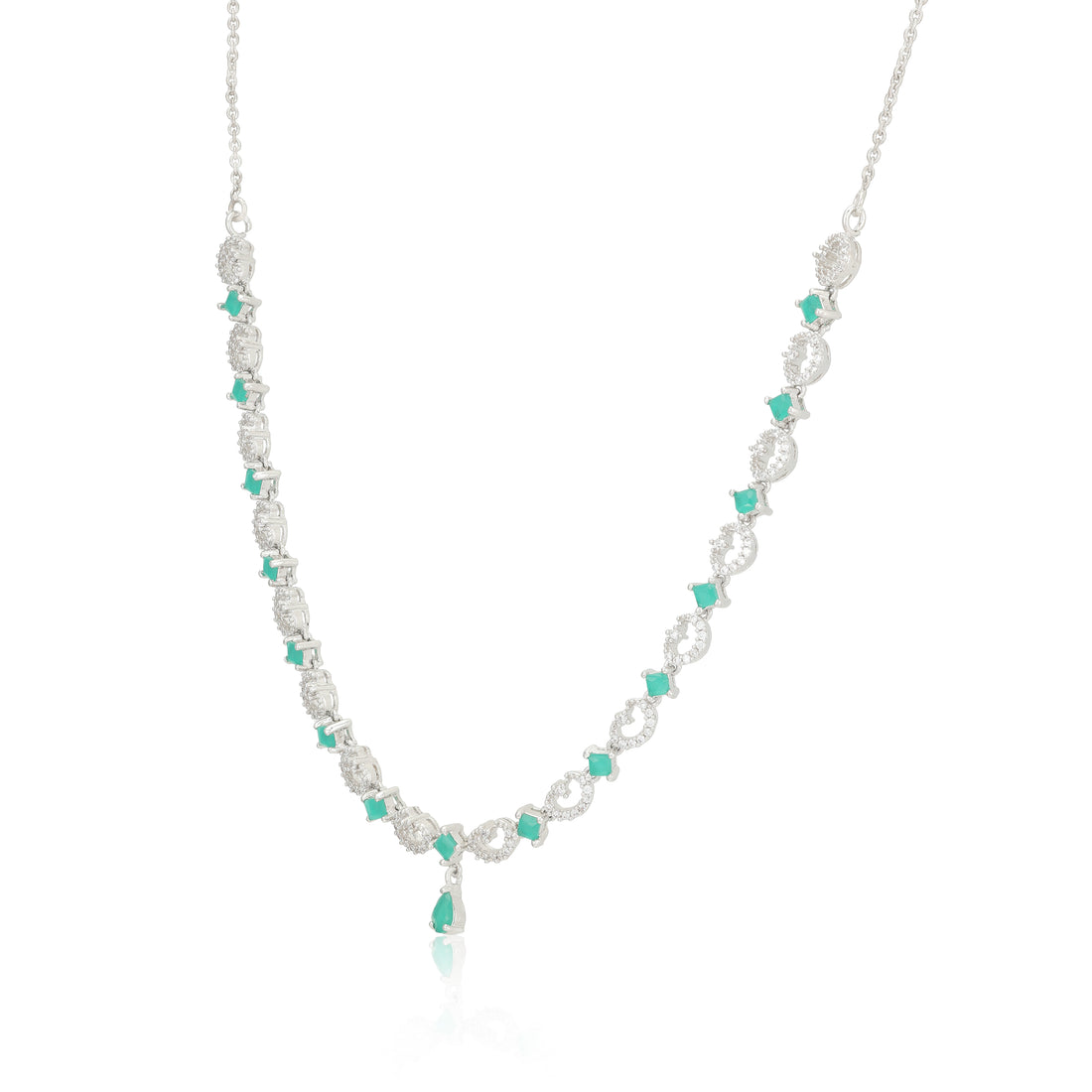 Enchanted Twirl Rhodium Plated Verdant Drop Necklace
