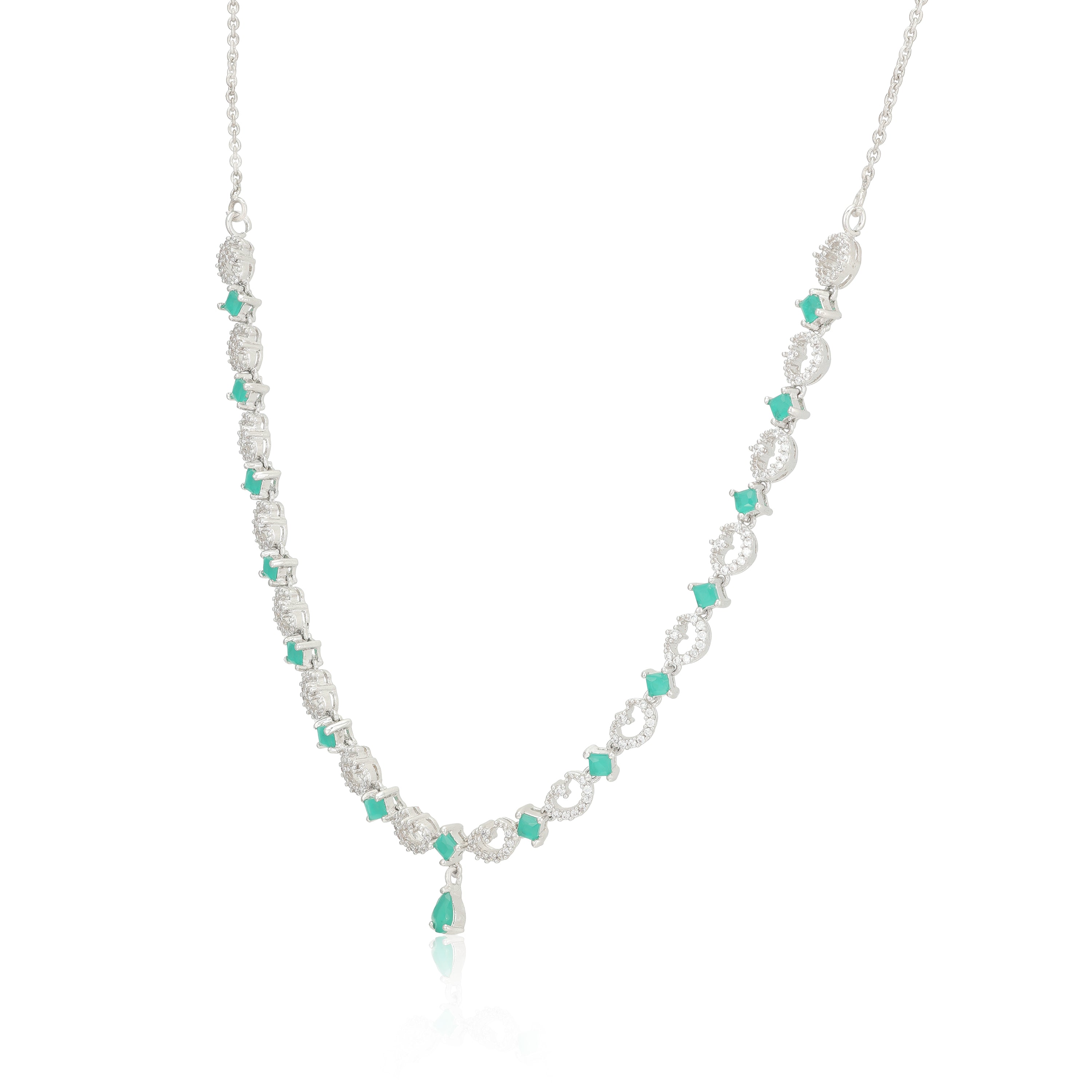 Enchanted Twirl Rhodium Plated Verdant Drop Necklace
