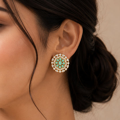 Enchanting Mint Bloom 925 Sterling Silver Designer Earrings