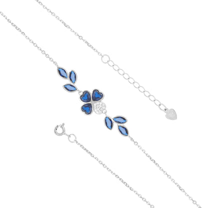 Enchanting Blue Clover Leaf Rhodium Bracelets