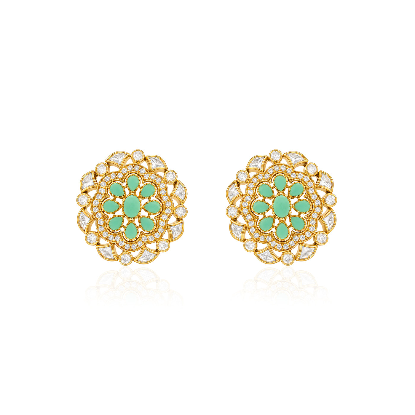 Enchanting Mint Bloom 925 Sterling Silver Designer Earrings