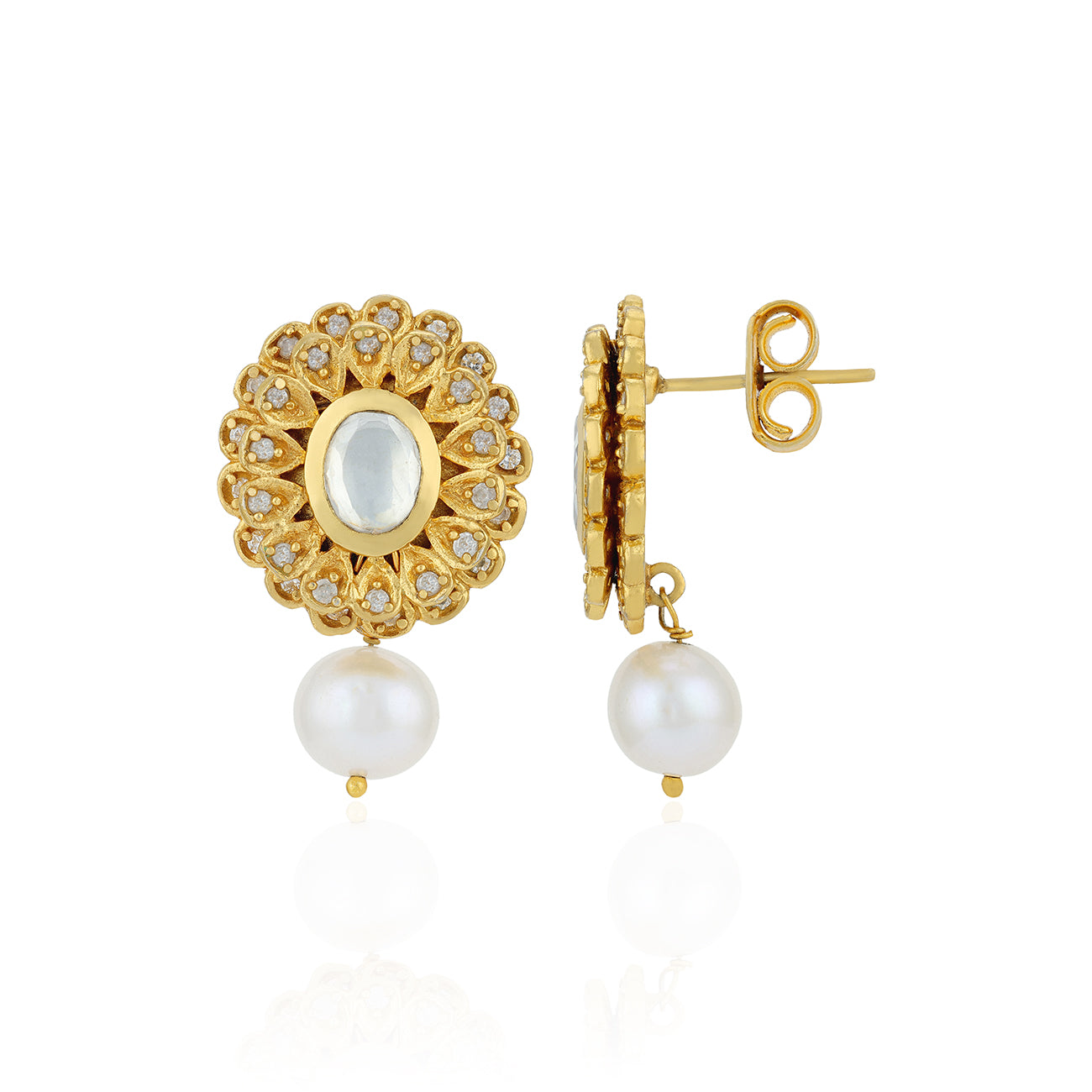 Enchanting Sunflower Kundan 925 Sterling Silver Earrings