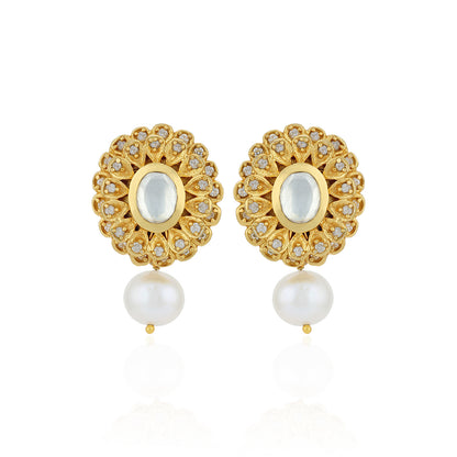 Enchanting Sunflower Kundan 925 Sterling Silver Earrings