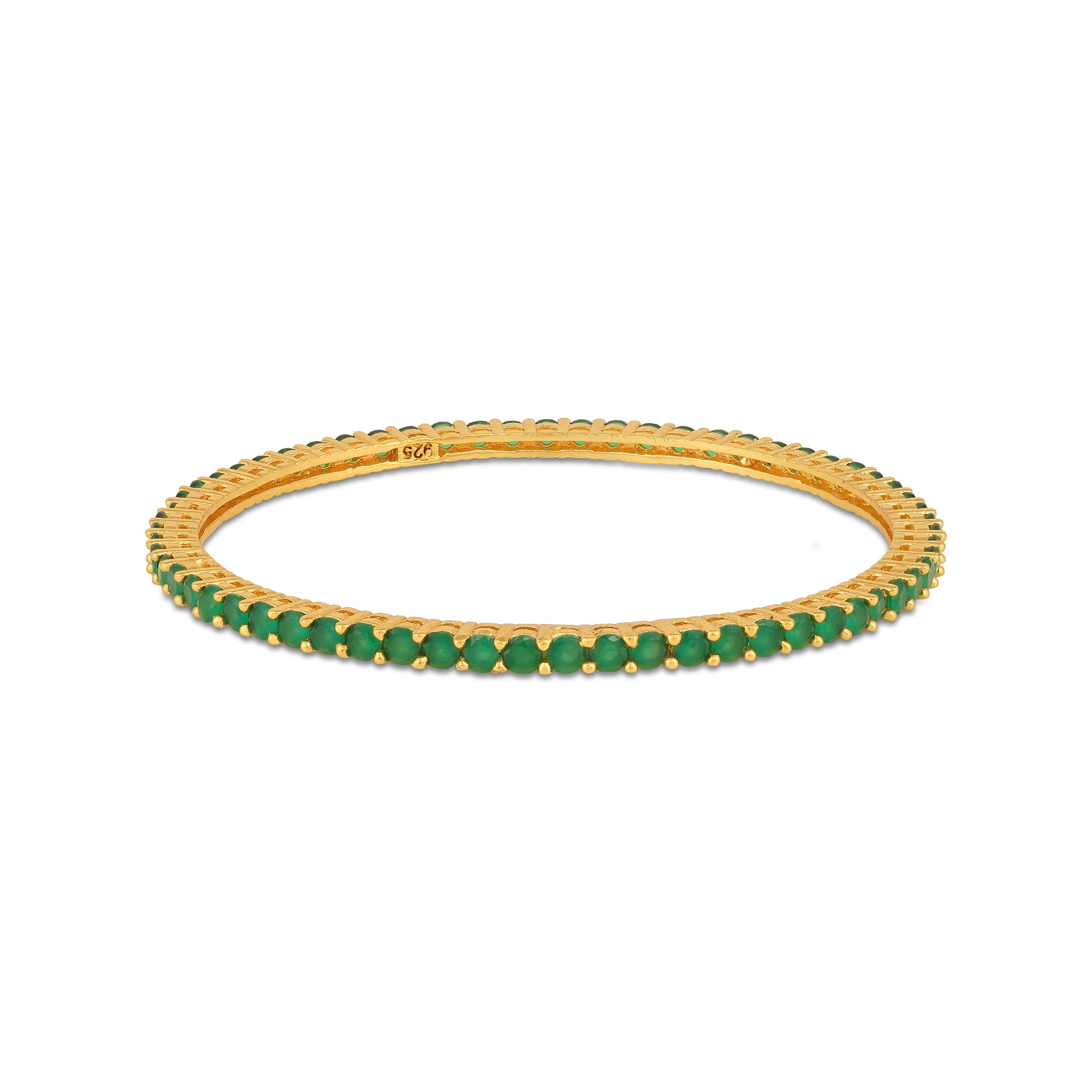 Endless Green Harmony 925 Sterling Silver Bangle for Women