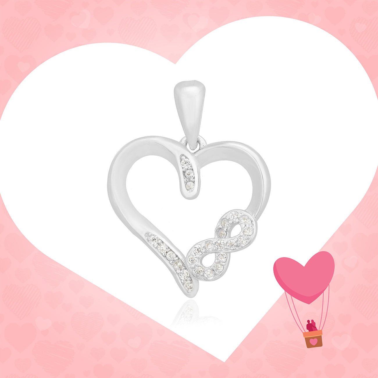 Endless Infinity Heart 925 Rhodium Plated Pendants