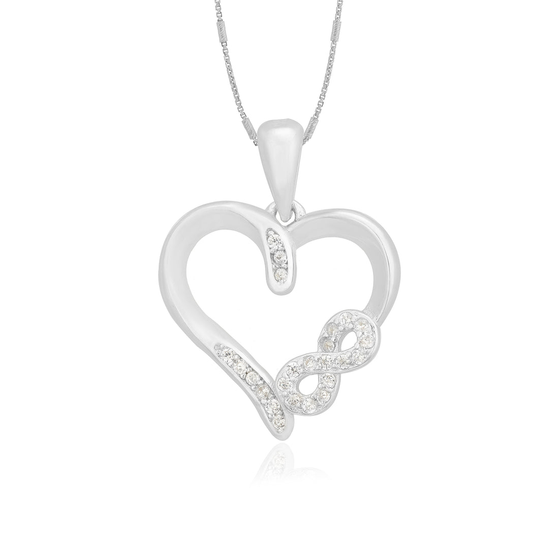 Endless Infinity Heart Rhodium Plated Pendants