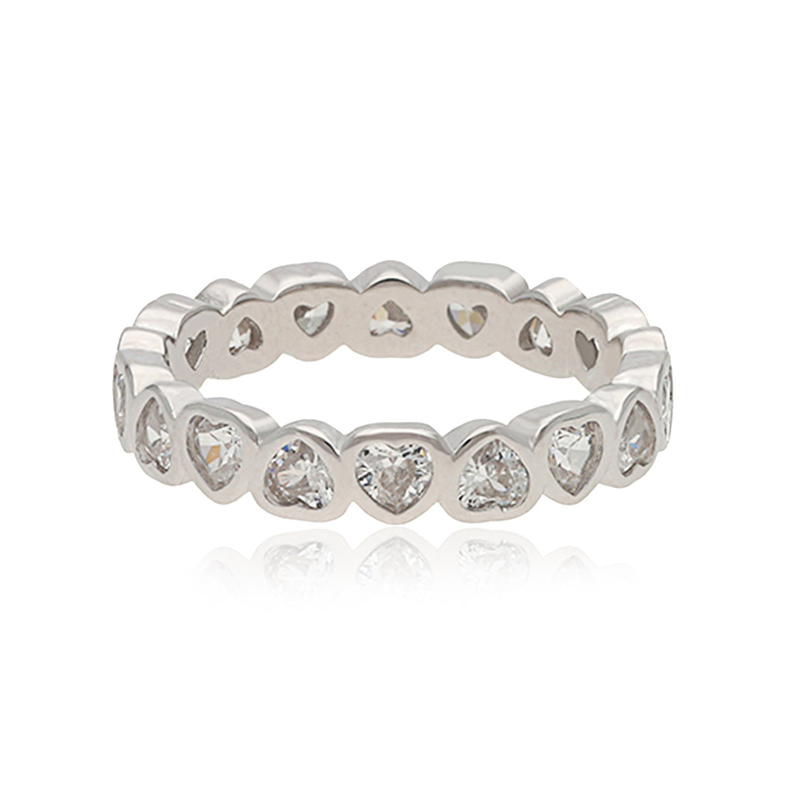 Endless Intertwined Hearts 925 Rhodium Loop Ring