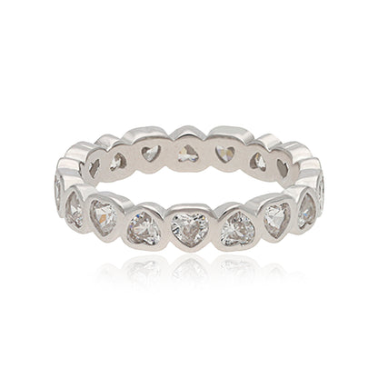 Endless Intertwined Hearts 925 Rhodium Loop Ring