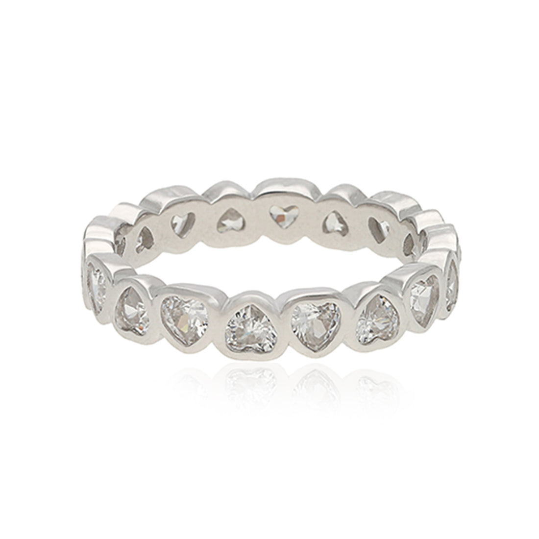 Endless Intertwined Hearts Rhodium Plated Loop Ring