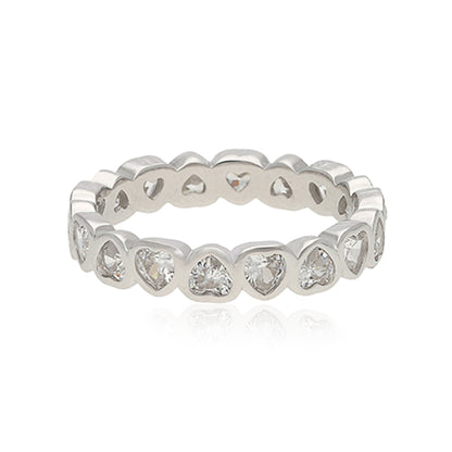 Endless Intertwined Hearts Rhodium Plated Loop Ring