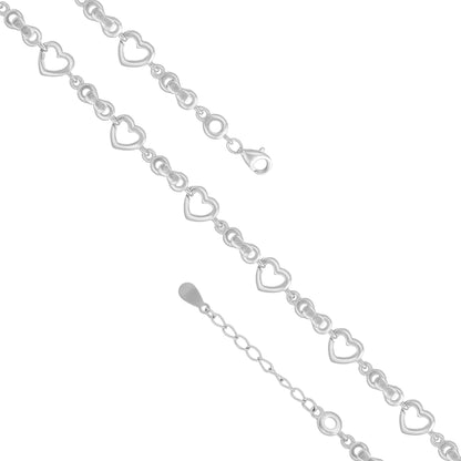 Endless Love Rhodium Connected Hearts Bracelets